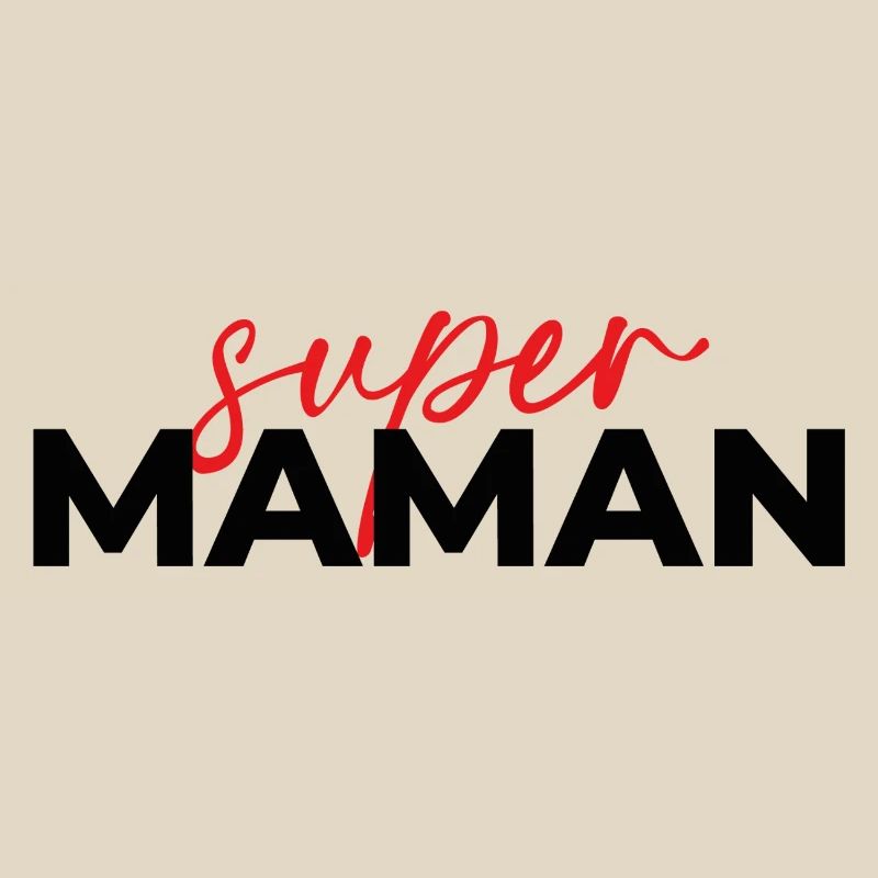 Super Mom Script Red on Black