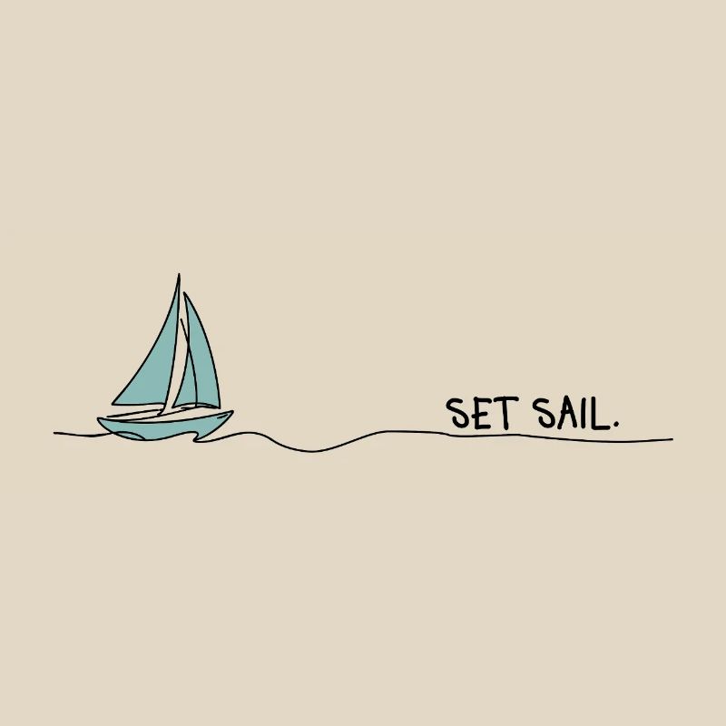 Sailboat silhouette in nautical look