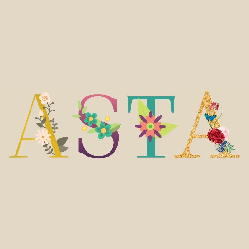 Nom ASTA décoré de fleurs