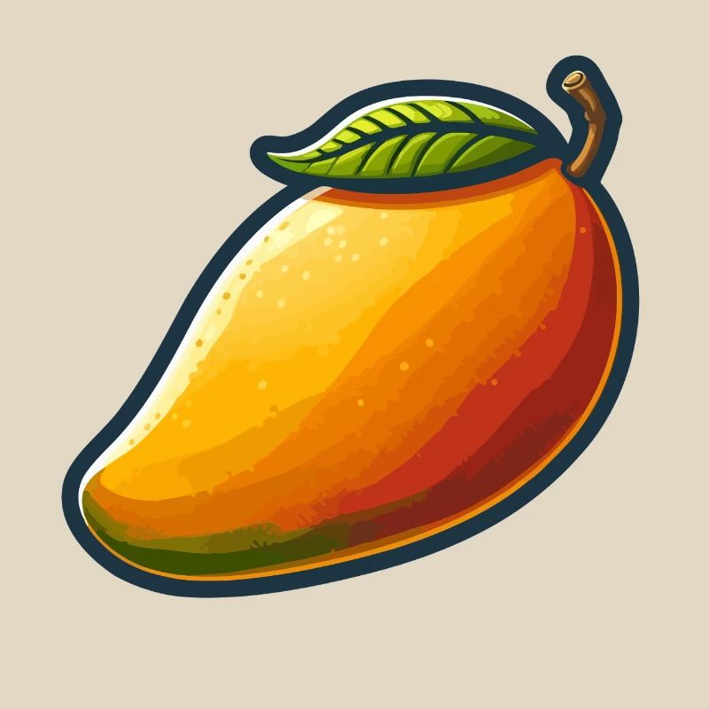 Colorful mango with green leaf