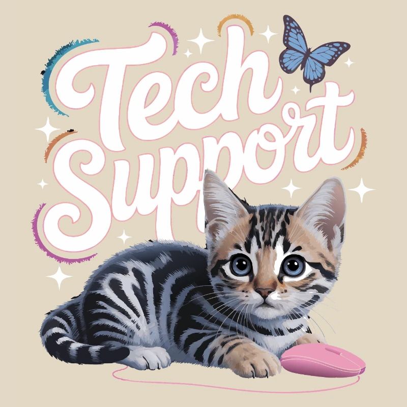 Funny Tech Support Cute Cat Ironic IT