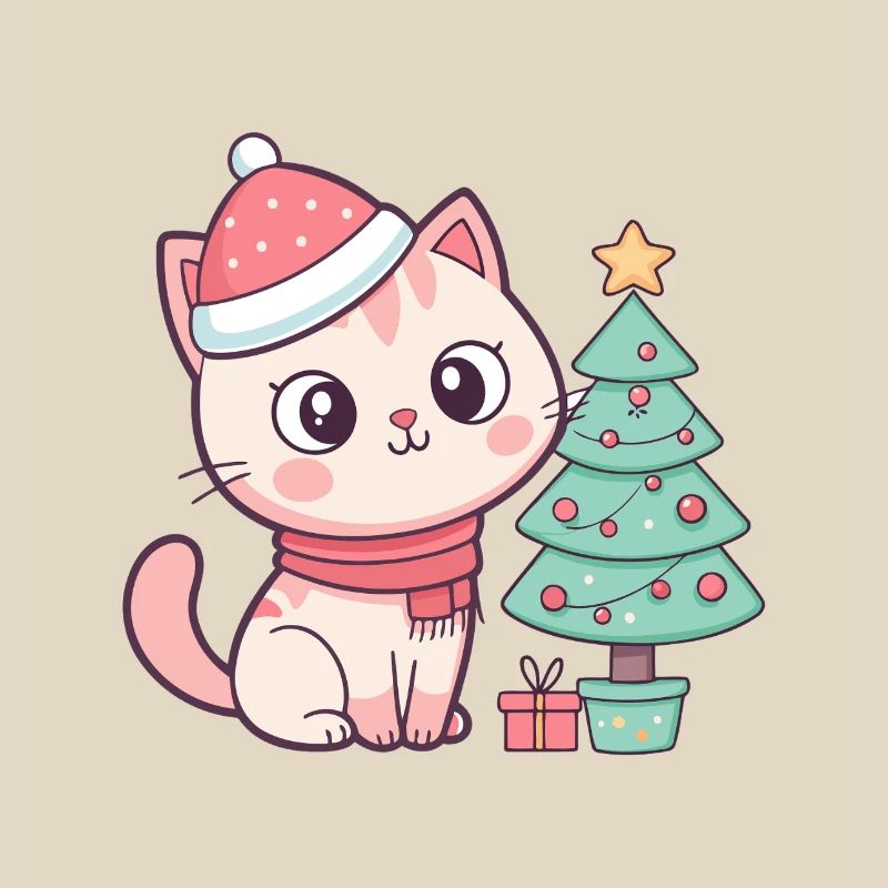 Weihnachtskätzchen am Baum