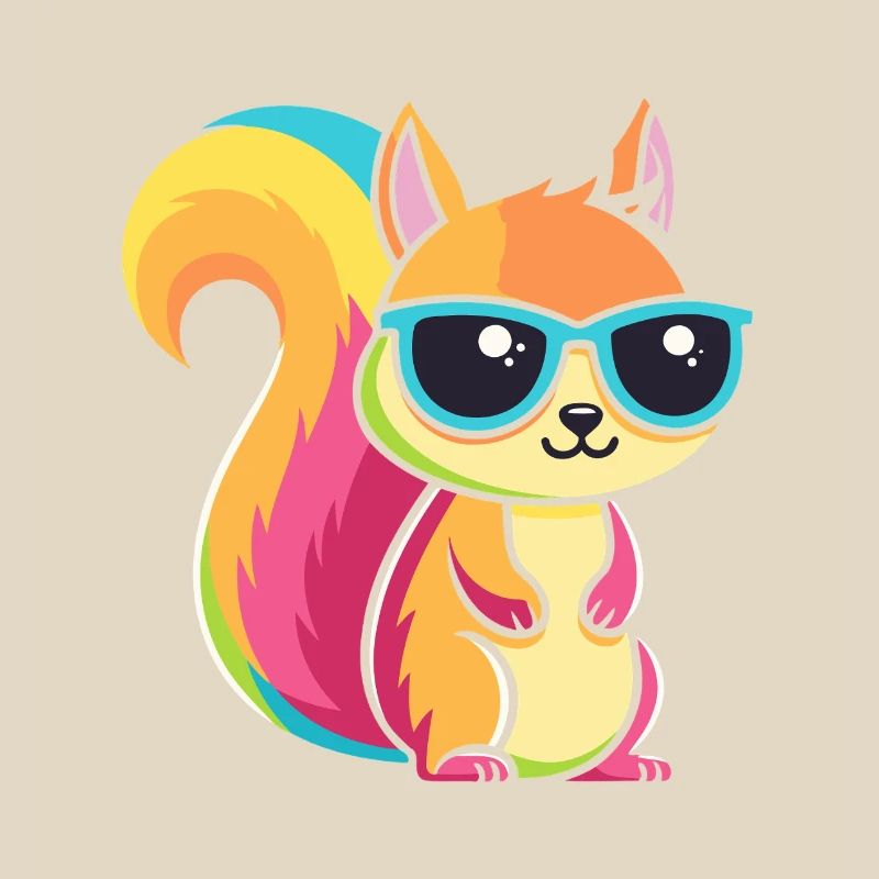 Rainbow Squirrel with Glasses