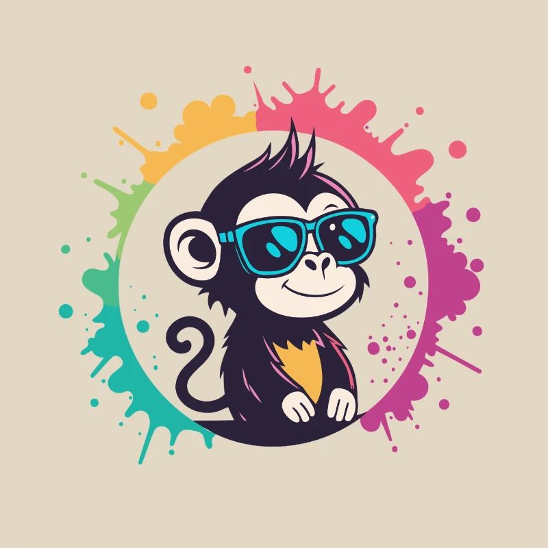 Monkey Splash Circle Blue Glasses
