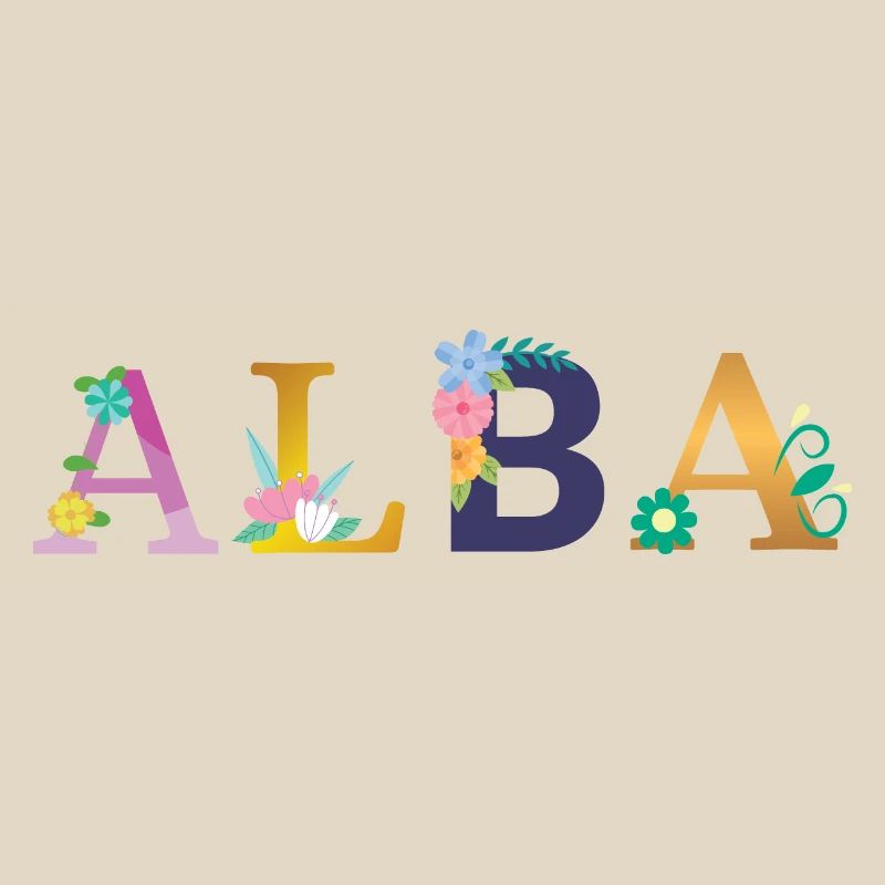 Nom de l’ALBA décoré de fleurs