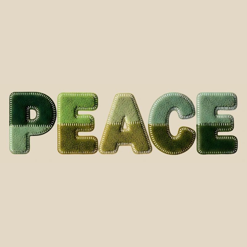 Peace Lettering Patchwork Look 70s Style