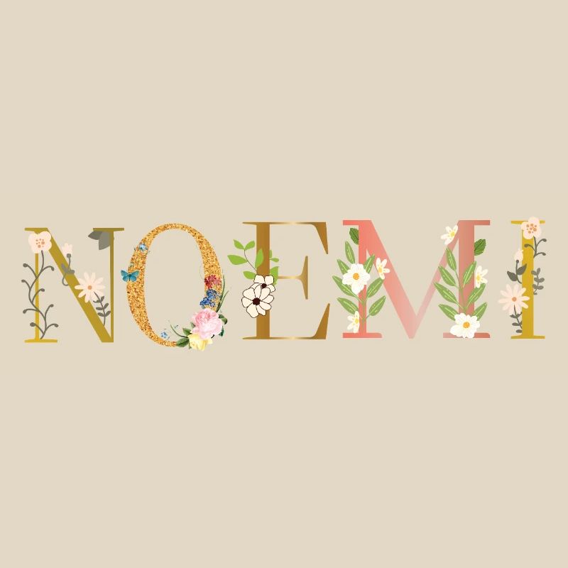 Le nom NOEMI décoré de fleurs