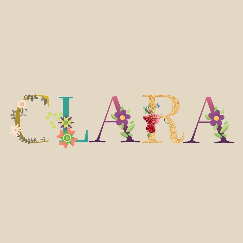 Le nom de CLARA est décoré de fleurs