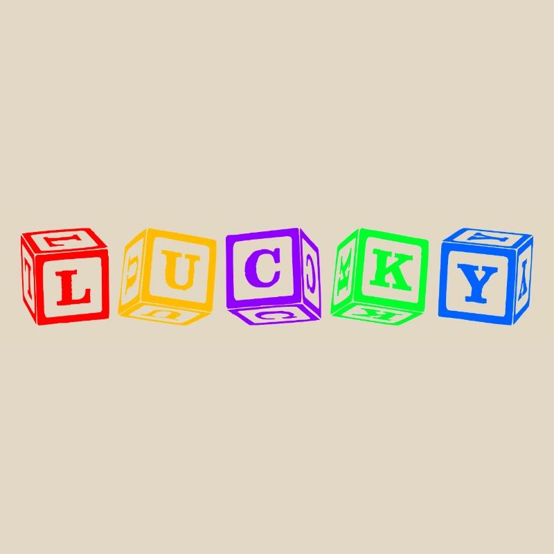 Lucky – Conception colorée de lettres en cube 3D