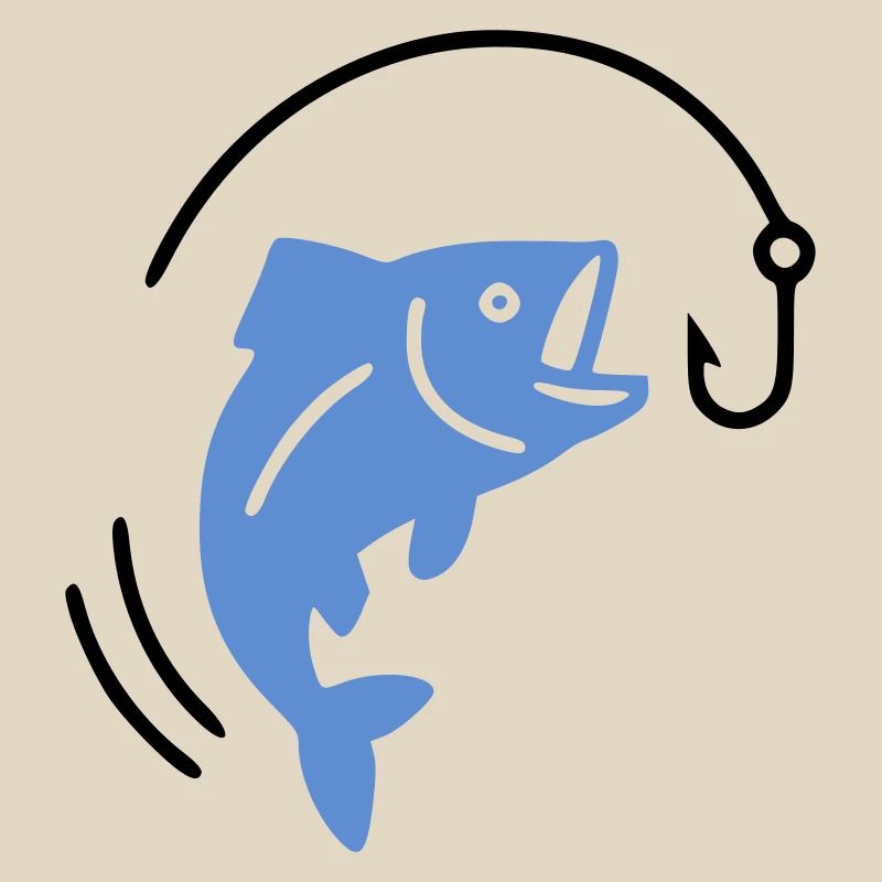 Fishing fish on hook logo