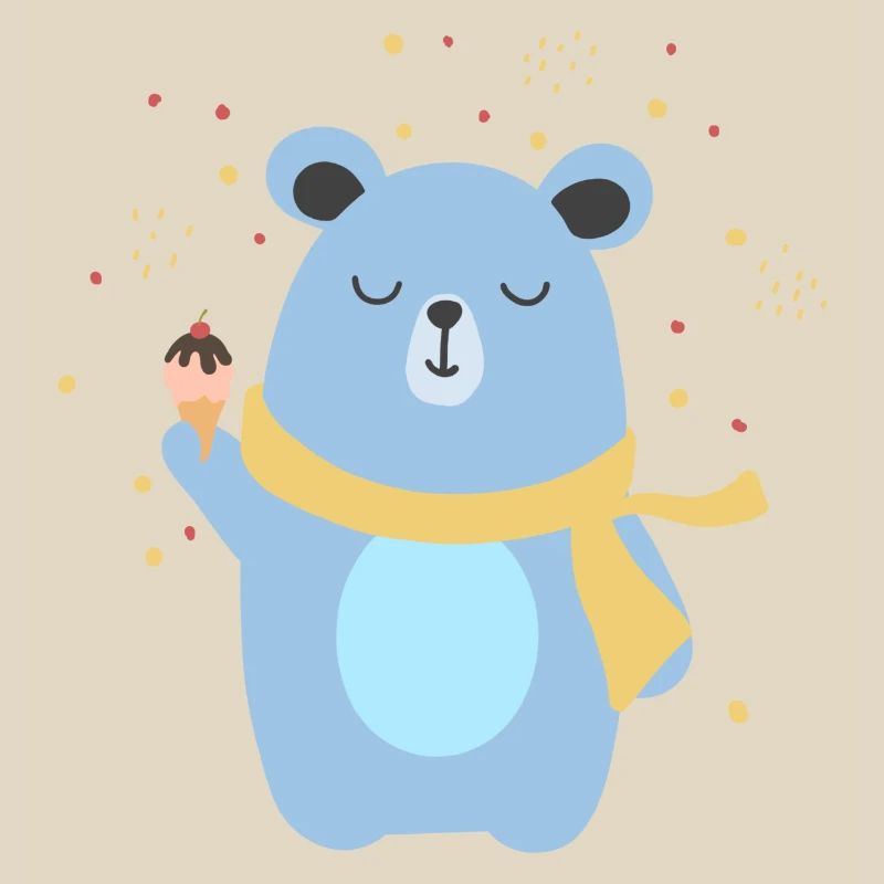 Cute Bear Having an Icecream