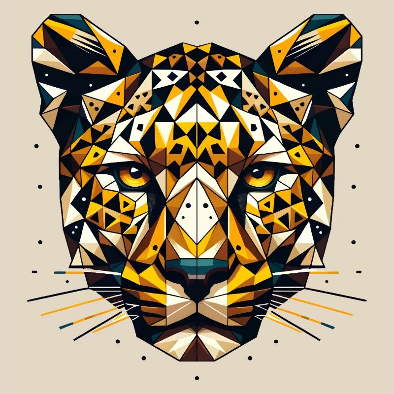 Geometric Leopard Head Polygons Motif