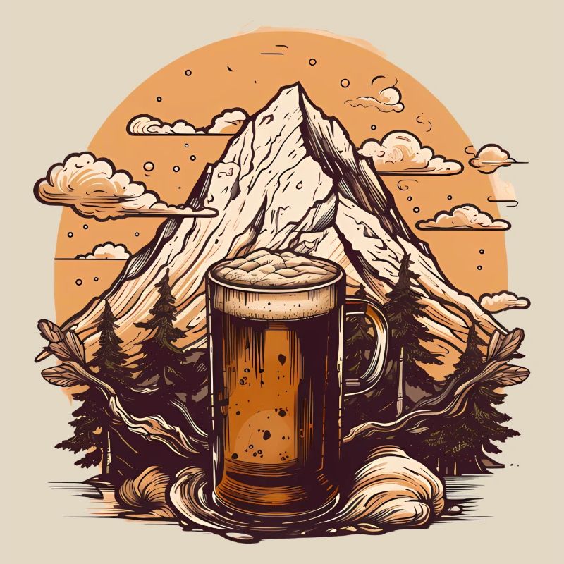 Pic de montagne avec conception de chope de bière