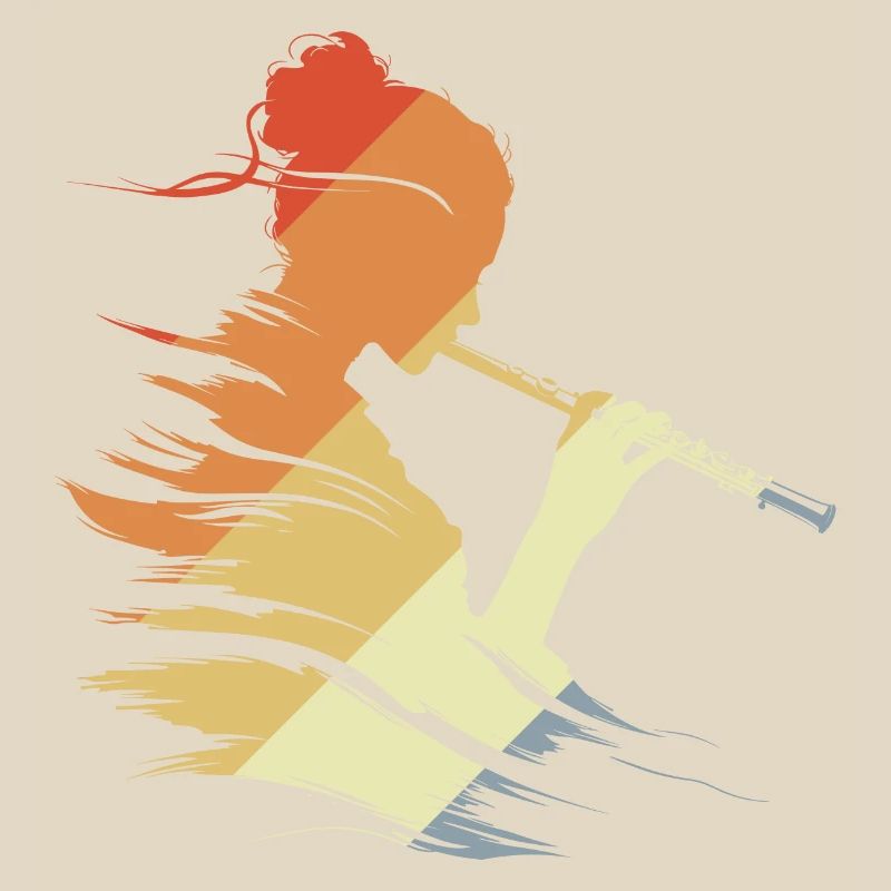 Flöte Mädchen Grafik Retro