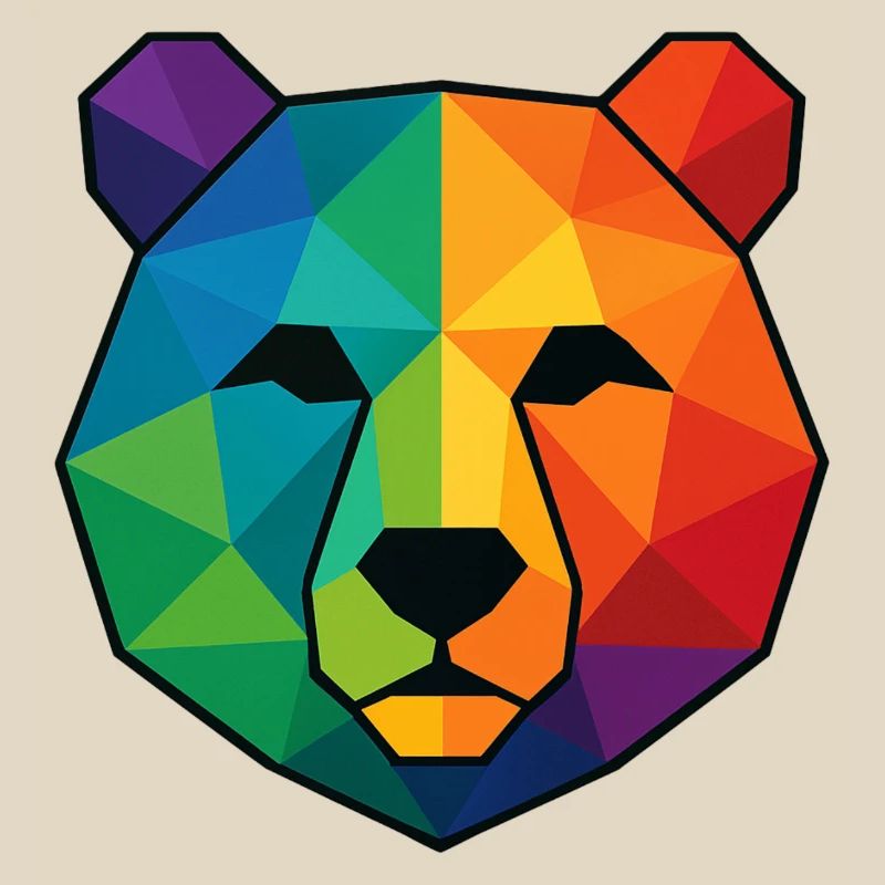 Colorful pop art low poly bear