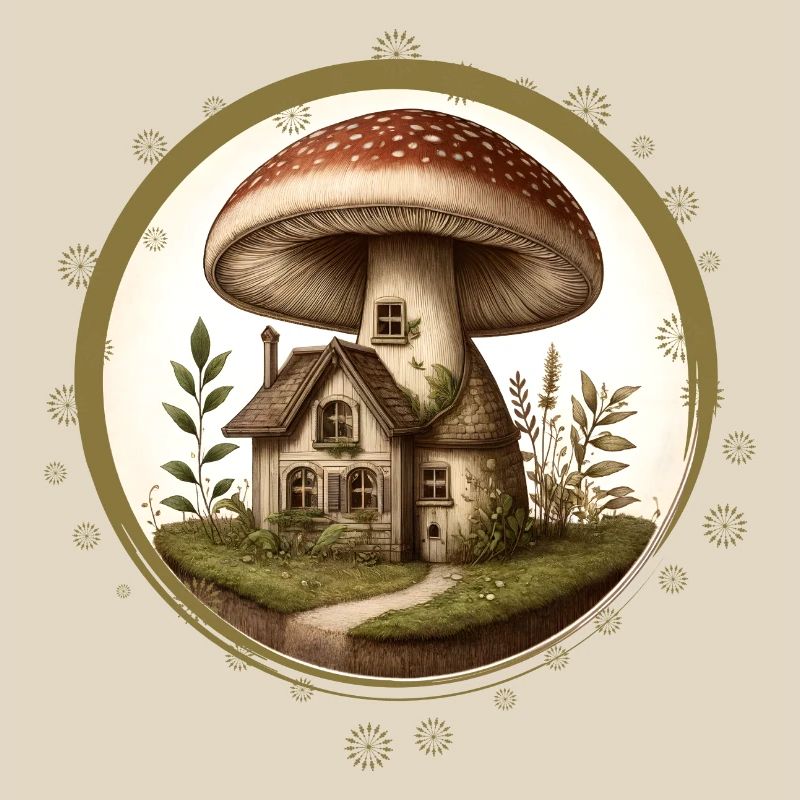Conception d’un champignon comme une maison de conte de fées dans la forêt