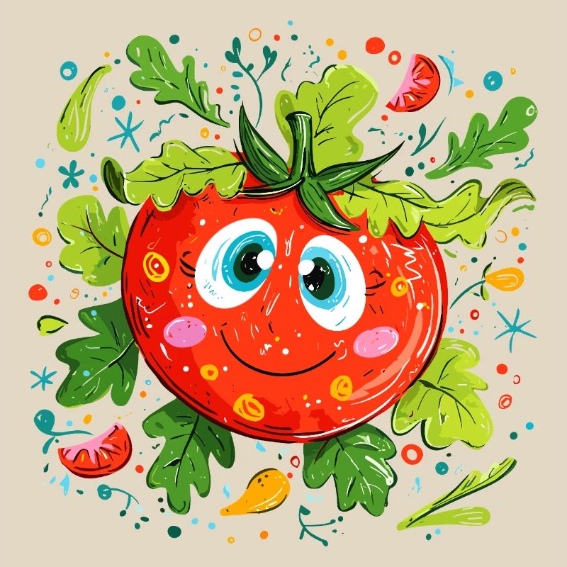 Tomate joyeuse à motif vert