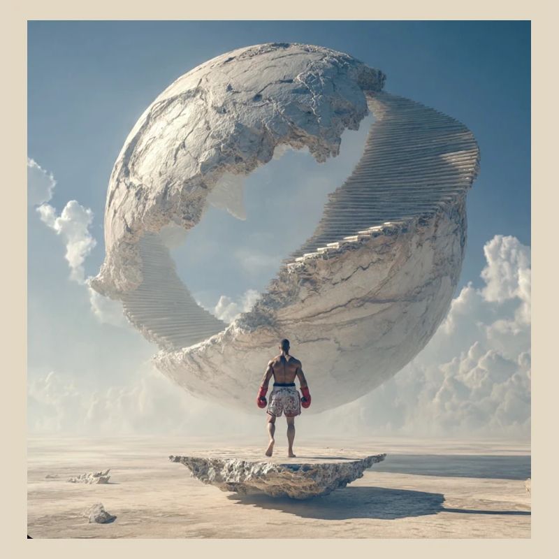Boxer devant la spirale orbitale