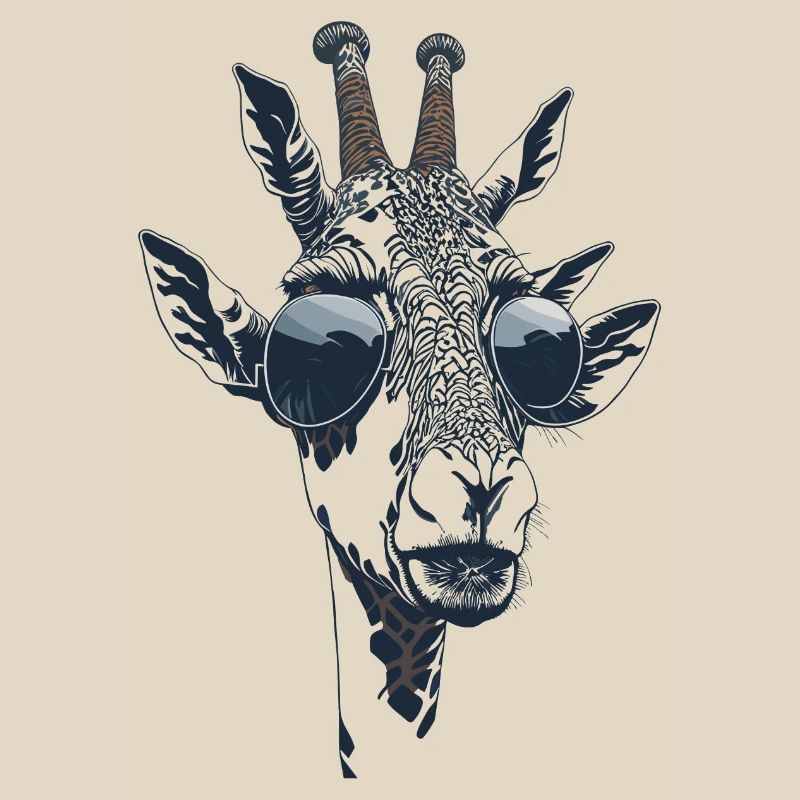 Das Portrait einer Giraffe mit Sonnenbrille