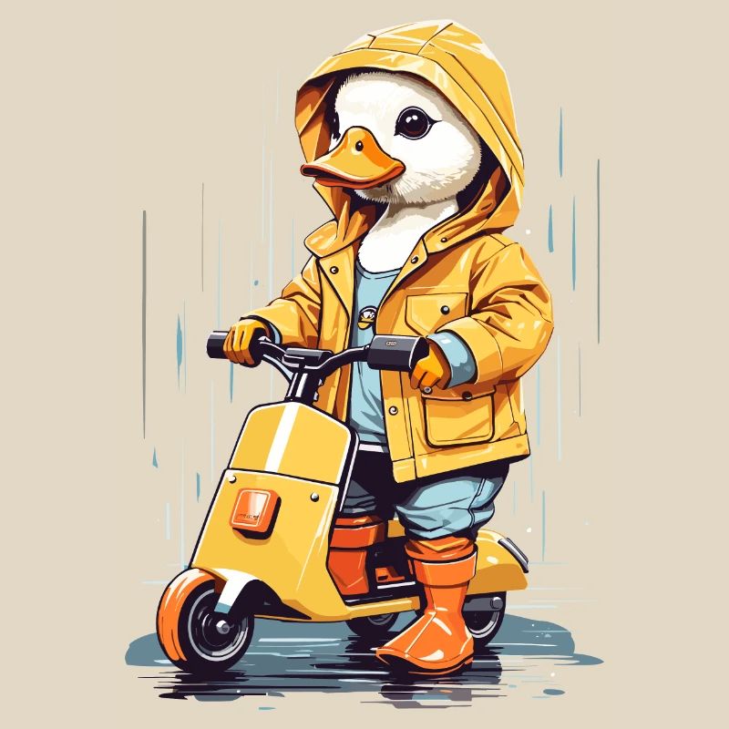 Cute duck with roller