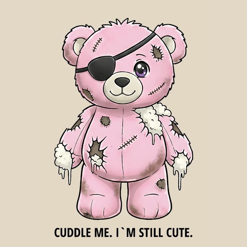 Patchwork Pinker Teddybär mit Augenklappe