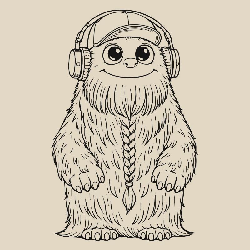 Fluffo avec tresse devant - Fluffonster design noir