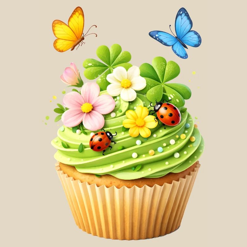 Cupcake de printemps avec des fleurs