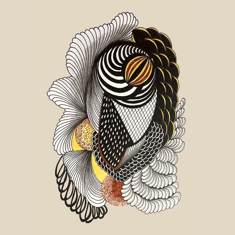 Geometric line drawing with scale pattern