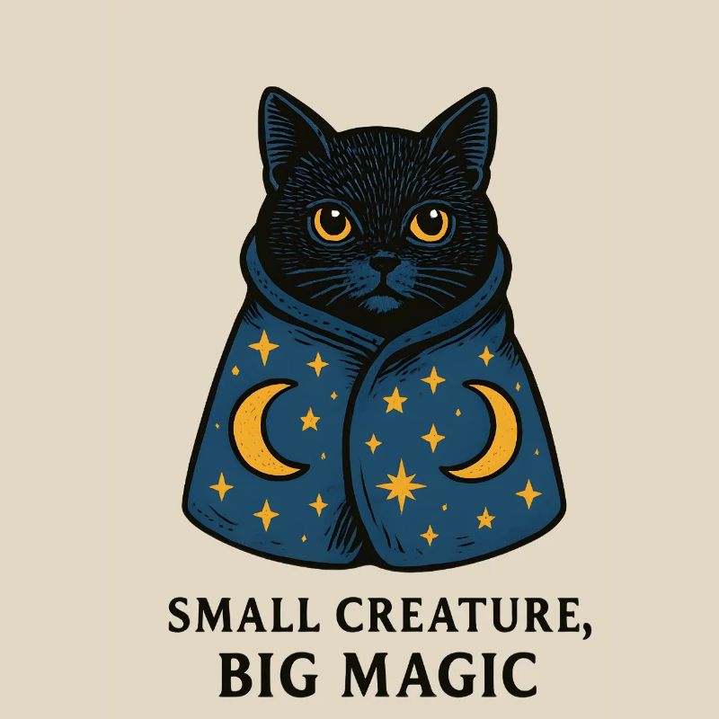 Cat magic in a starry mantle