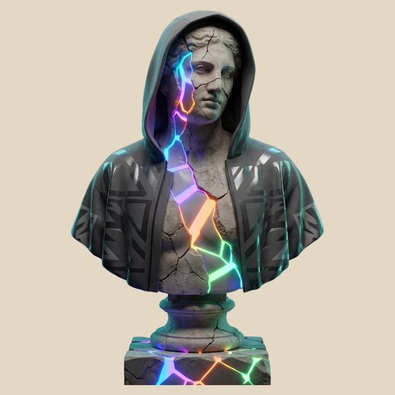 Neon Cracks Pullover Hoodie Statue