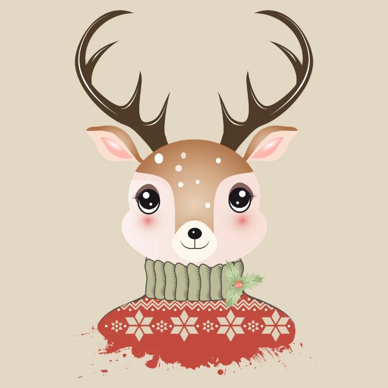 cerf chic mignon avec pull de Noël