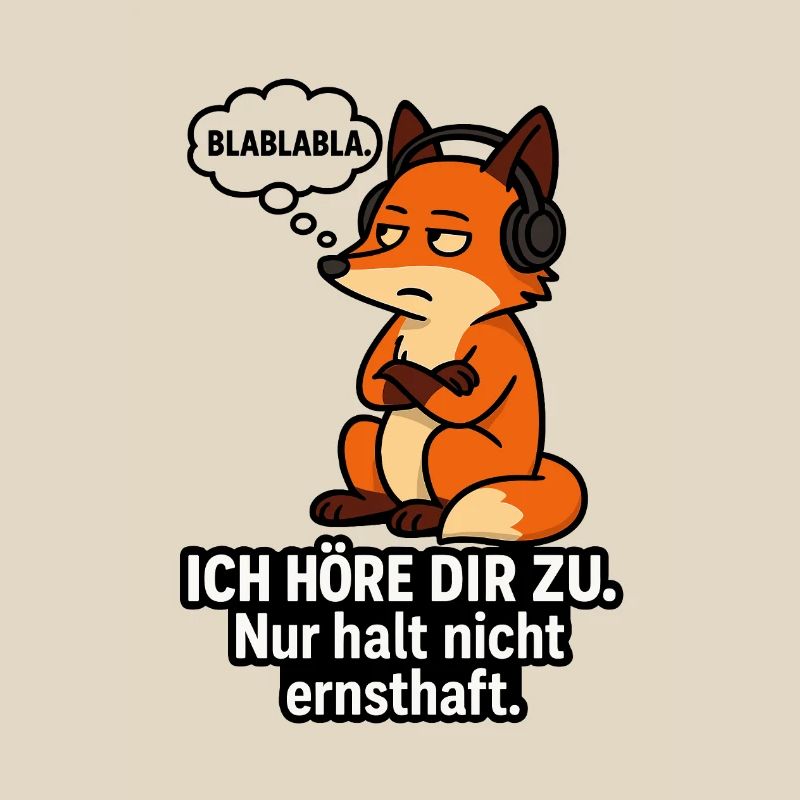 Fuchs mit Kopfhörer – Ich höre zu