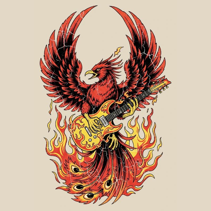 Fiery Eagle Guitar Rock Design