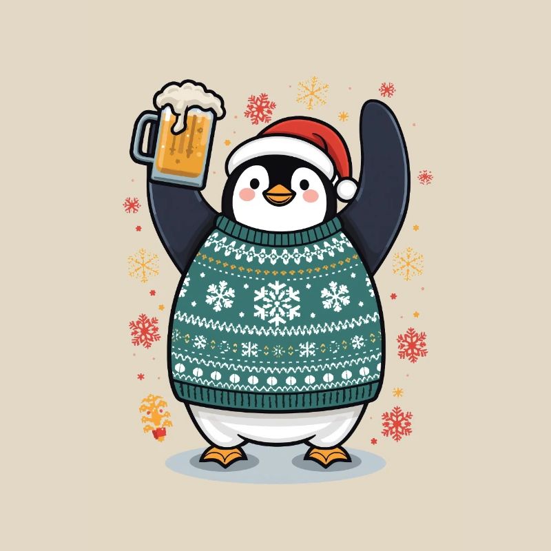 Festlicher Pinguin im Pullover