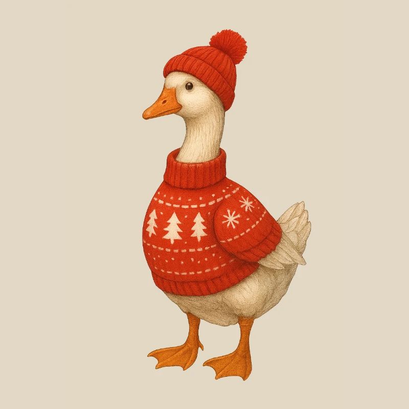 Gans im Strickpullover