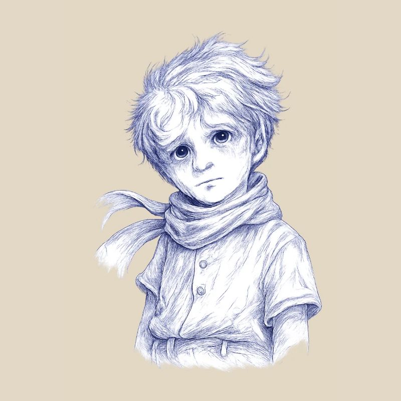 Garçon crayon bleu avec écharpe