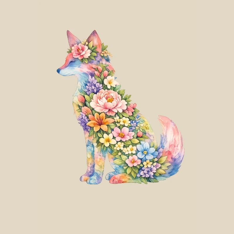 Fuchs Silhouette Blumen