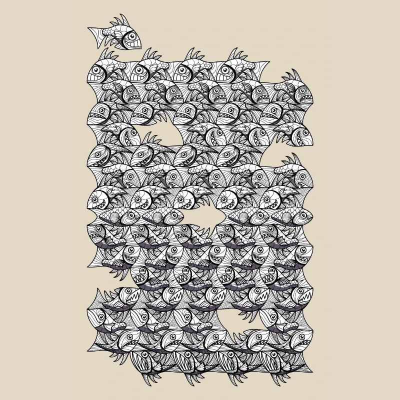 Repeated monochrome fish