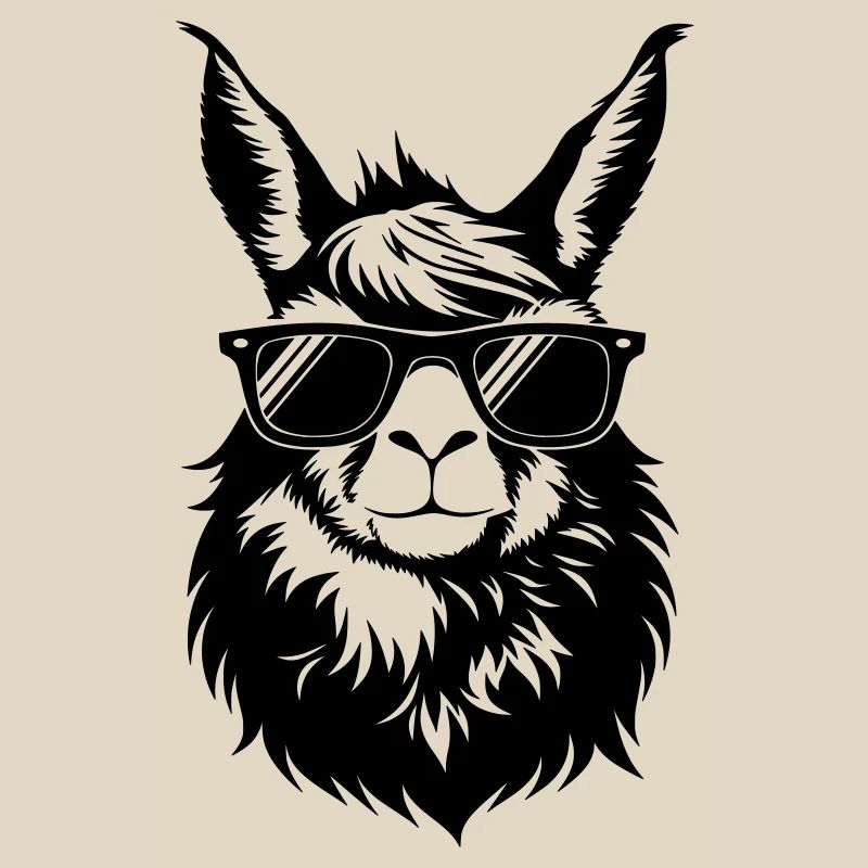 Cool llama head with sunglasses