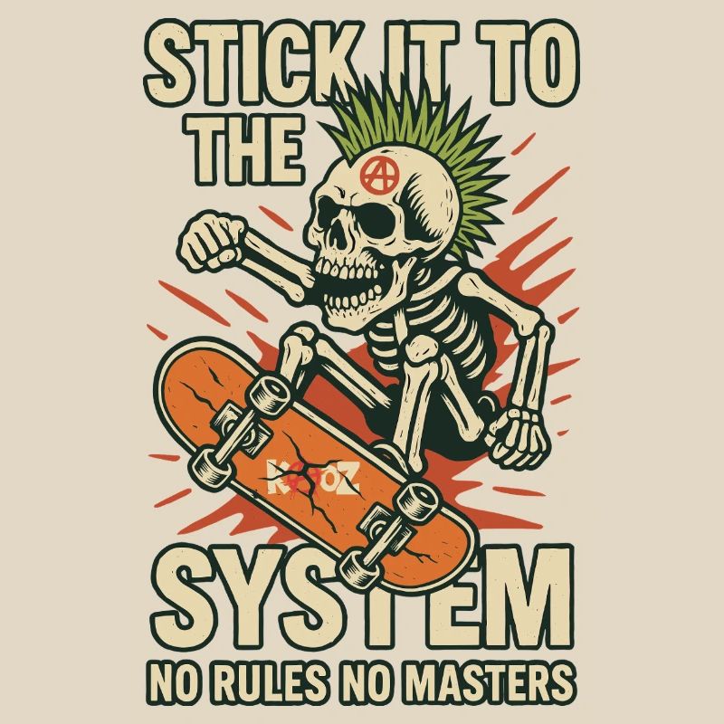 Skelett Skateboard Gegen das System