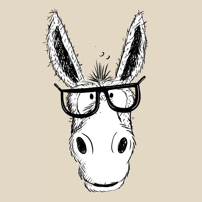 Cool Nerd Donkey With Glasses I Comic Drawing