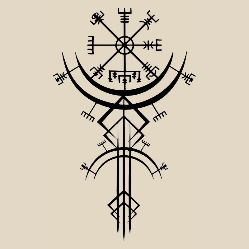 Schwarzes Symbol eines Wikinger-Kompasses