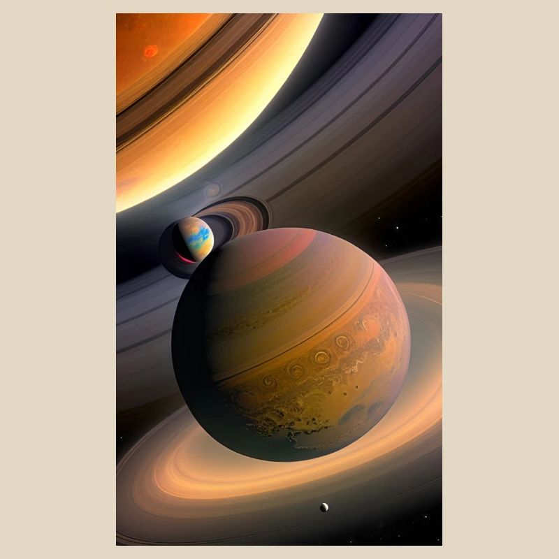 Celestial Ringed Planets Artwork