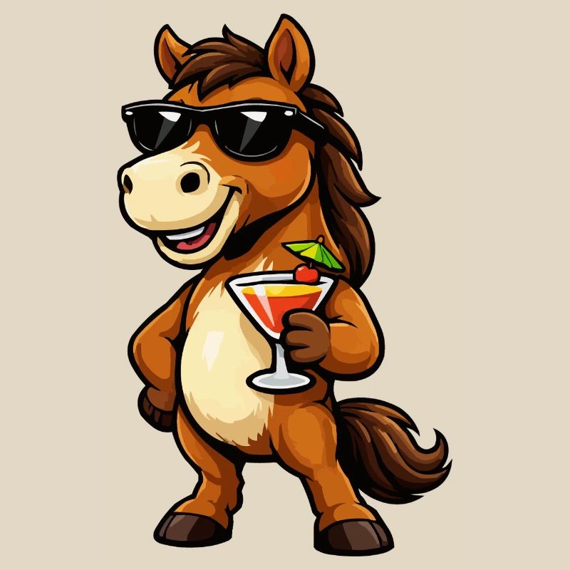 Sommerspaß Pferd mit Cocktail