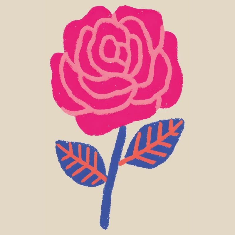 Rubinrose mit blauen Blättern