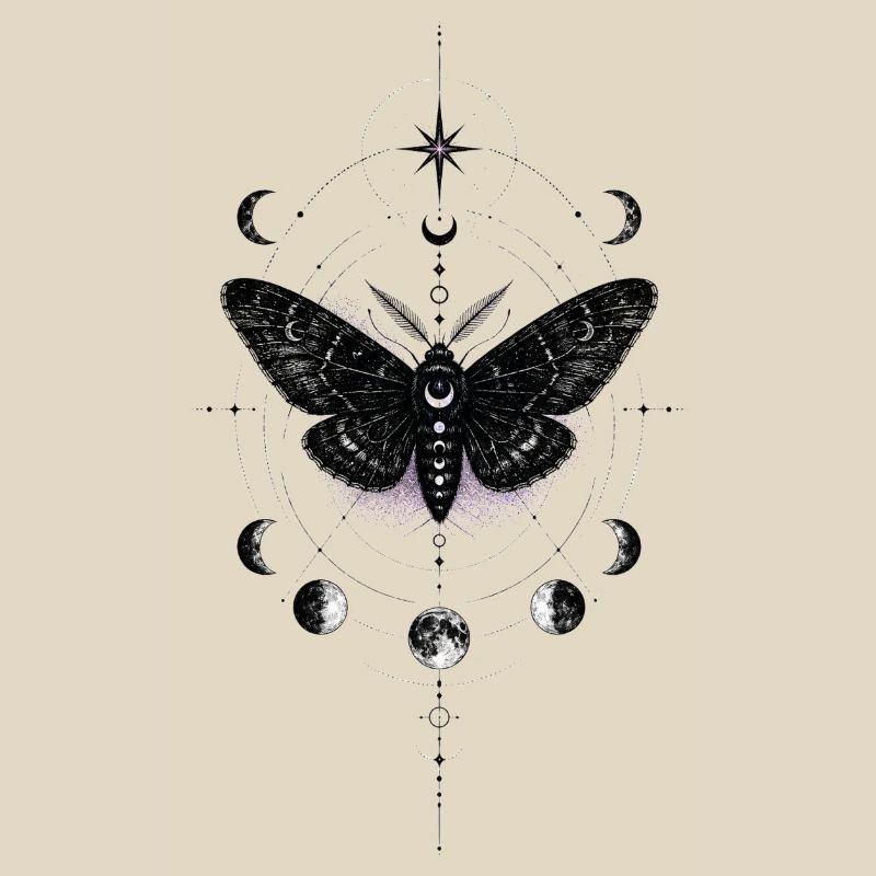 Moonlit Moth in Celestial Ring
