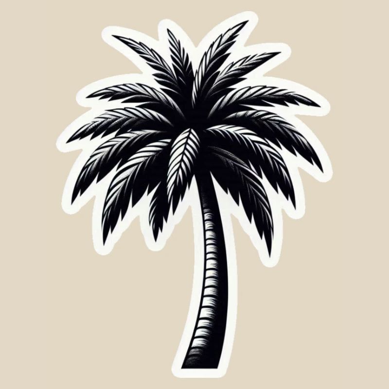 Palm tree black white