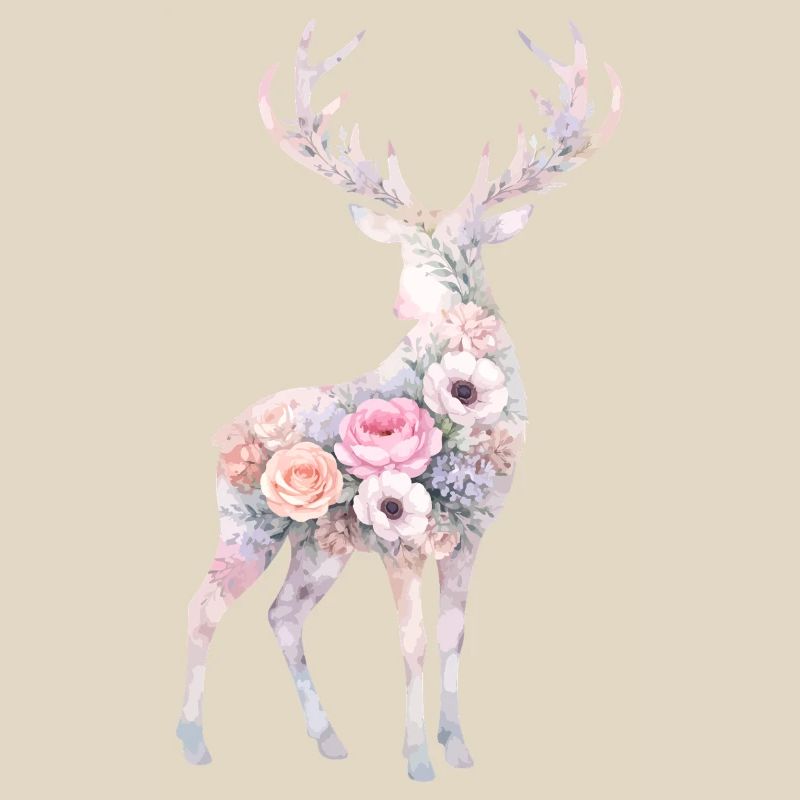 Fleurs en forme d’aquarelle de cerf