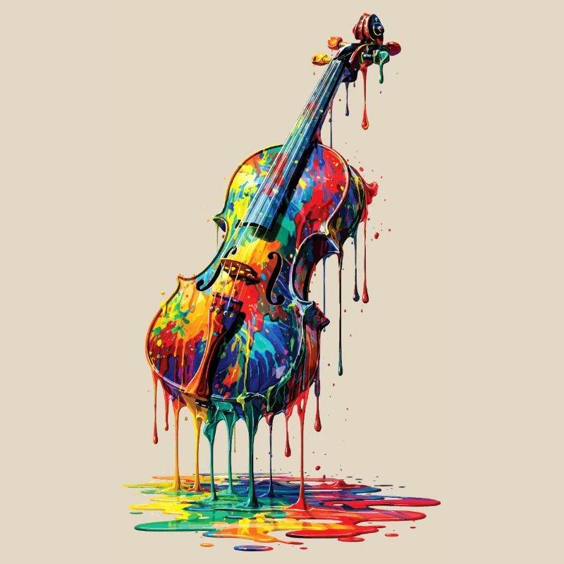 Violin with dripping paint