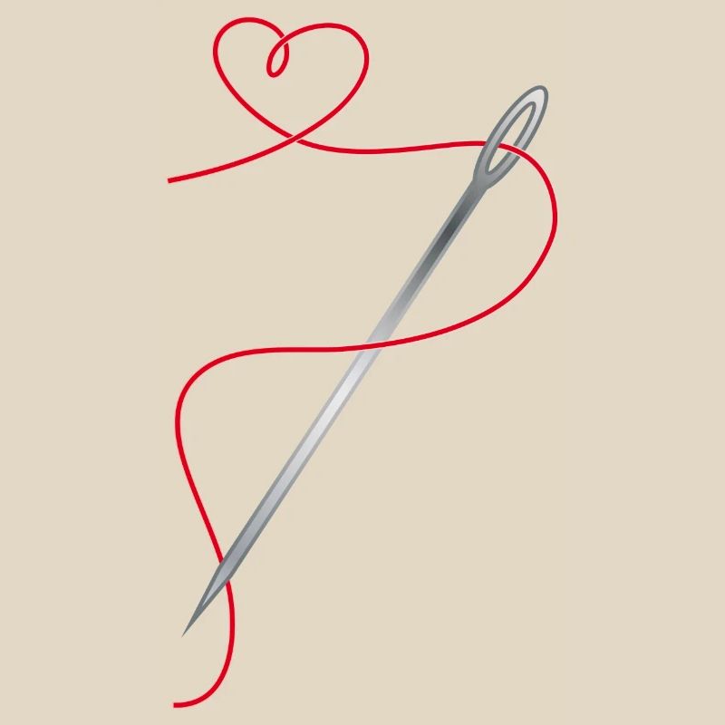 Needle and sewing thread with heart